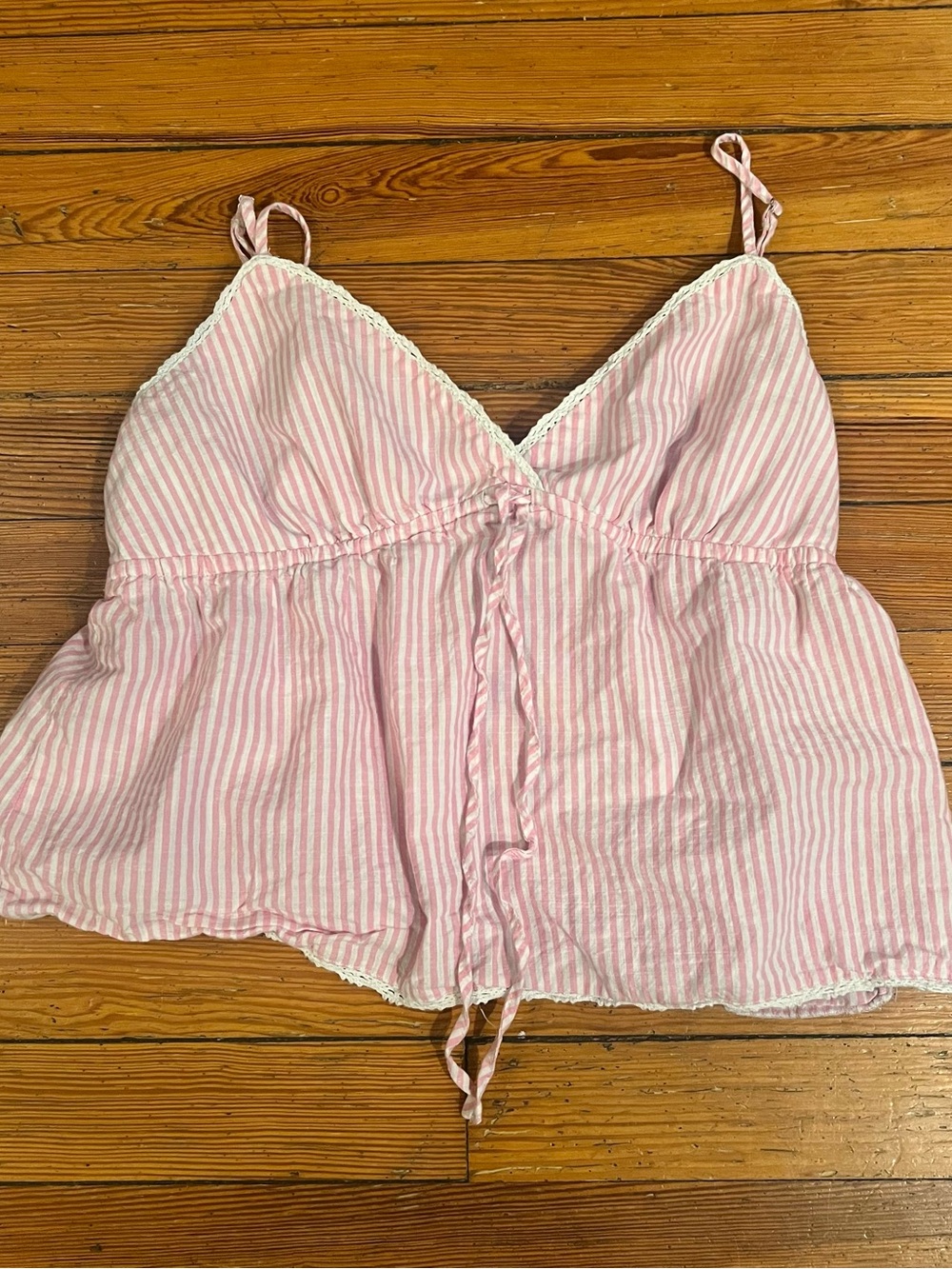 Madden Girl Pink Striped Babydoll V Neck Top Size XL